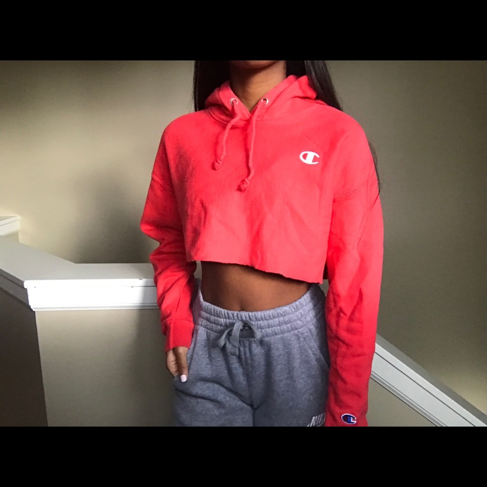 cropped red sweatshirt